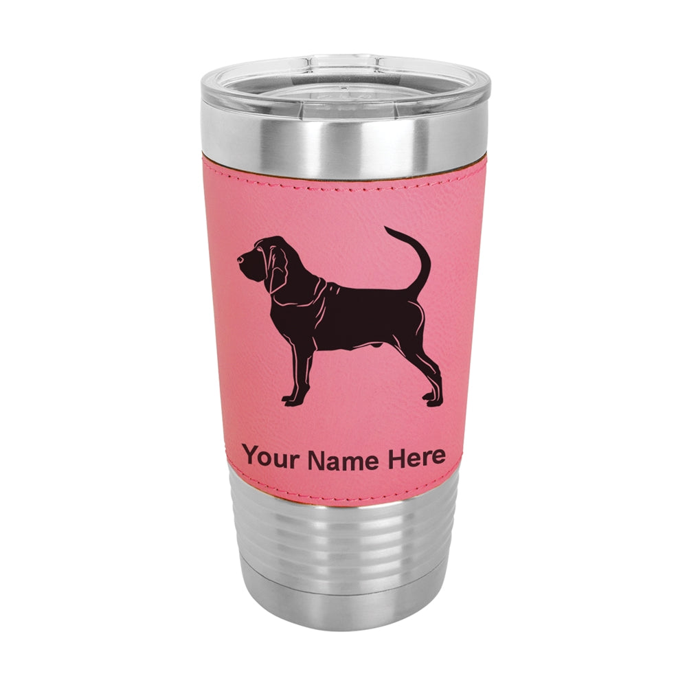 20oz Faux Leather Tumbler Mug, Bloodhound Dog, Personalized Engraving Included - LaserGram Custom Engraved Gifts