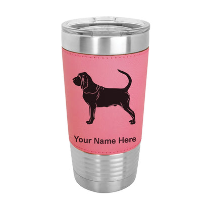 20oz Faux Leather Tumbler Mug, Bloodhound Dog, Personalized Engraving Included - LaserGram Custom Engraved Gifts