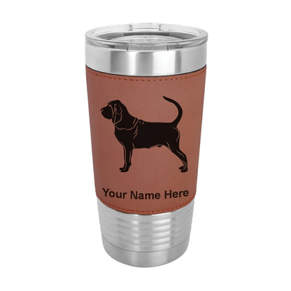 20oz Faux Leather Tumbler Mug, Bloodhound Dog, Personalized Engraving Included - LaserGram Custom Engraved Gifts