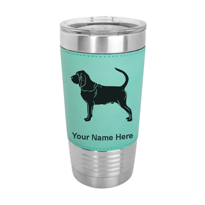 20oz Faux Leather Tumbler Mug, Bloodhound Dog, Personalized Engraving Included - LaserGram Custom Engraved Gifts