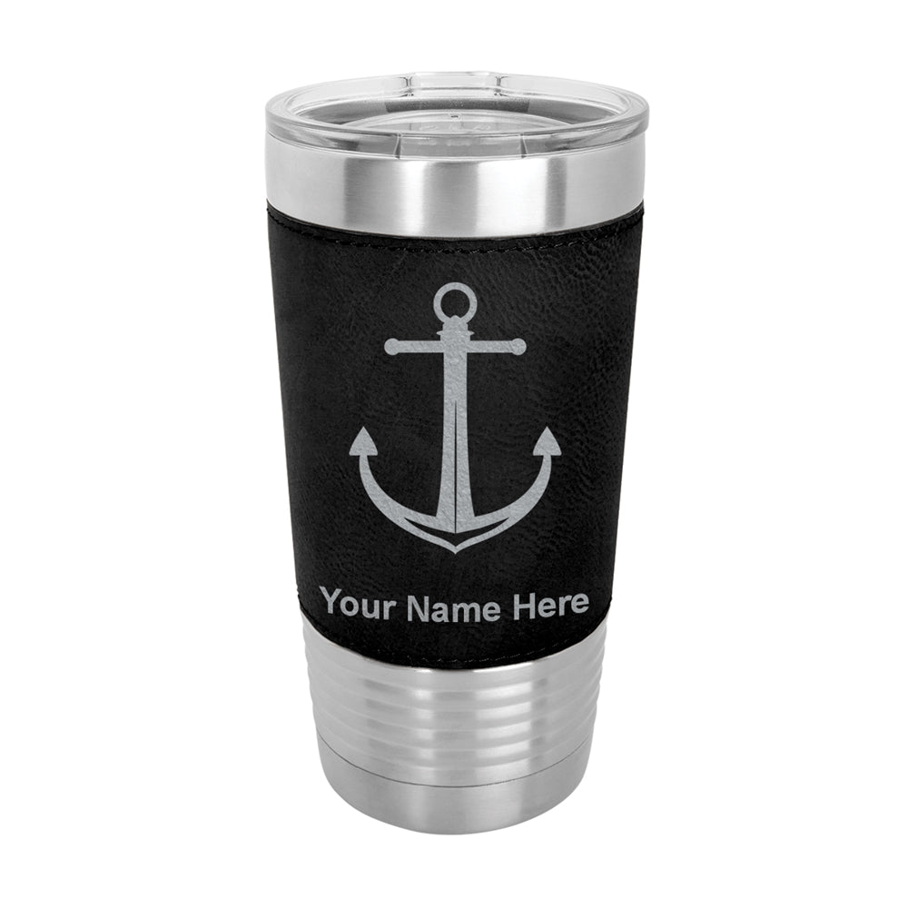 20oz Faux Leather Tumbler Mug, Boat Anchor, Personalized Engraving Included - LaserGram Custom Engraved Gifts