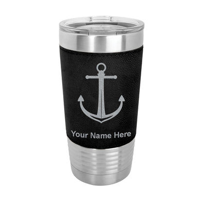 20oz Faux Leather Tumbler Mug, Boat Anchor, Personalized Engraving Included - LaserGram Custom Engraved Gifts