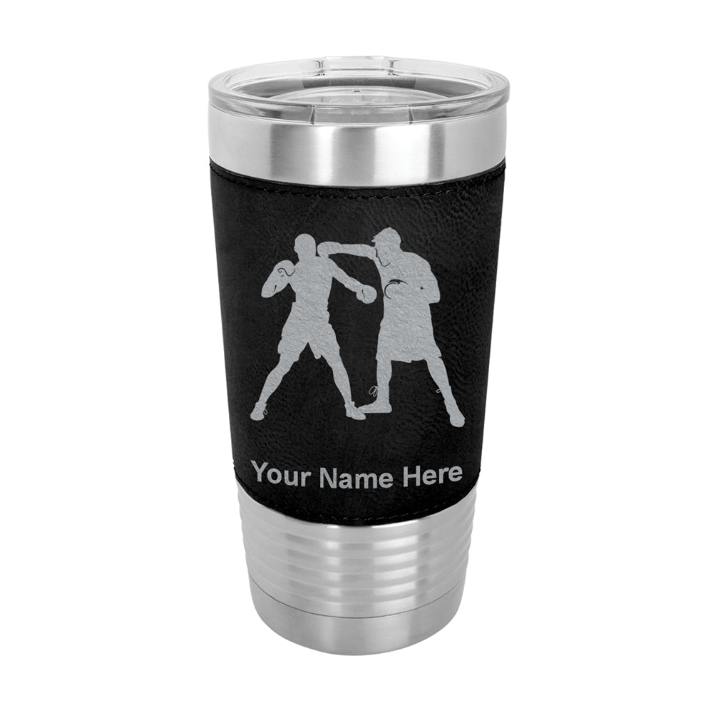 20oz Faux Leather Tumbler Mug, Boxers Boxing, Personalized Engraving Included - LaserGram Custom Engraved Gifts
