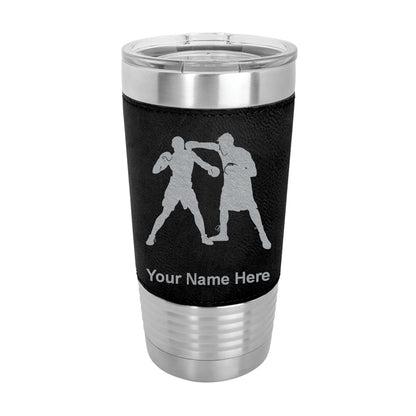 20oz Faux Leather Tumbler Mug, Boxers Boxing, Personalized Engraving Included - LaserGram Custom Engraved Gifts