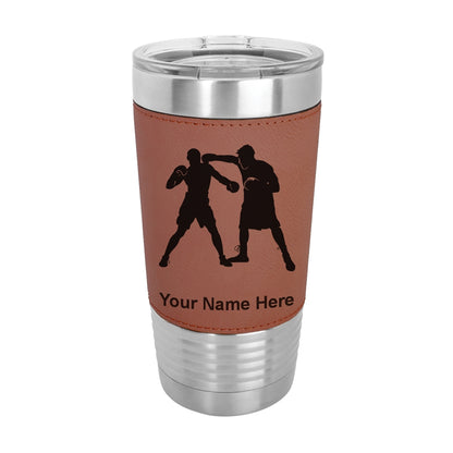 20oz Faux Leather Tumbler Mug, Boxers Boxing, Personalized Engraving Included - LaserGram Custom Engraved Gifts