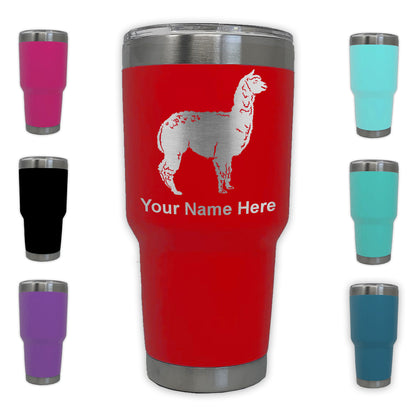 LaserGram 30oz Tumbler Mug, Alpaca, Personalized Engraving Included