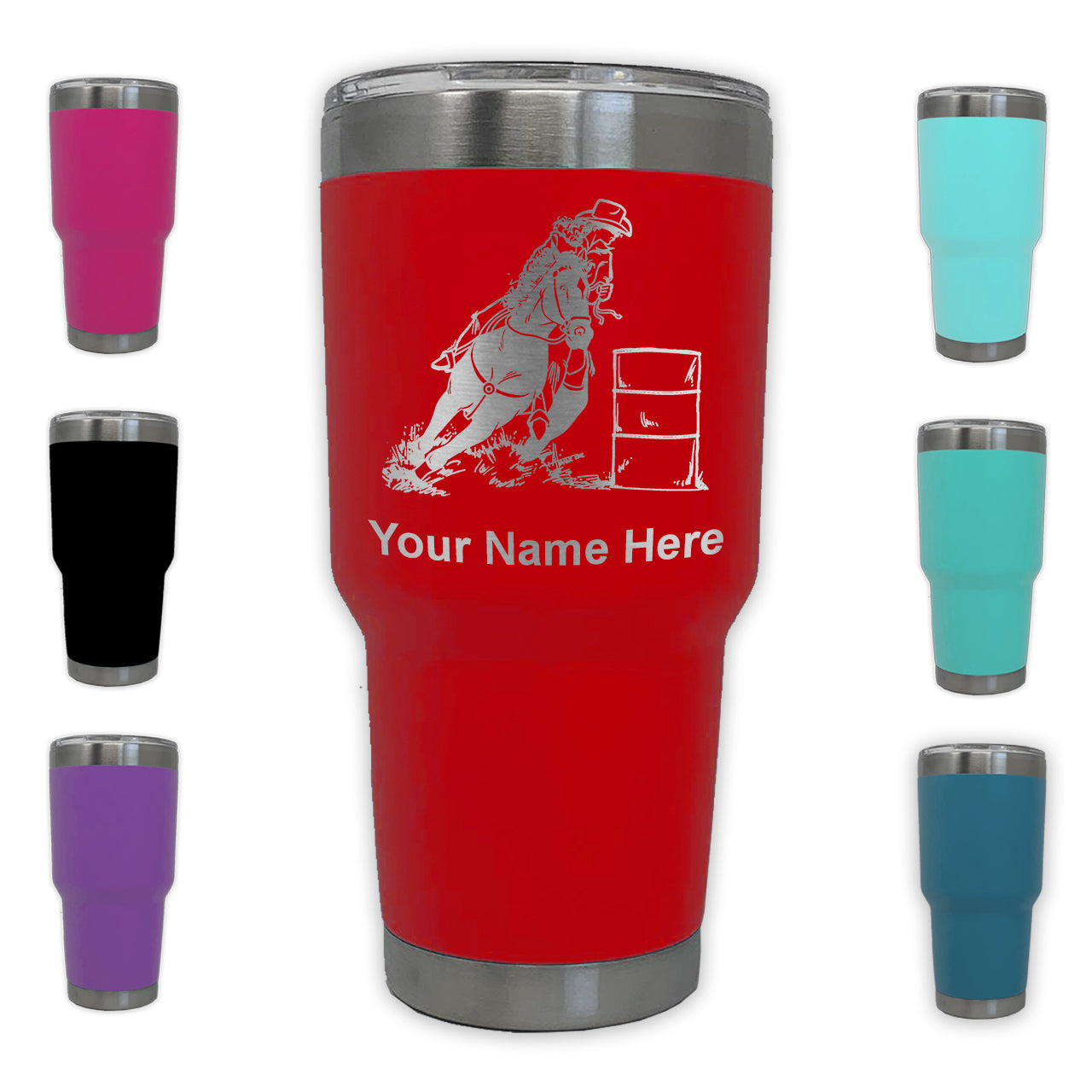 LaserGram 30oz Tumbler Mug, Barrel Racer, Personalized Engraving Included