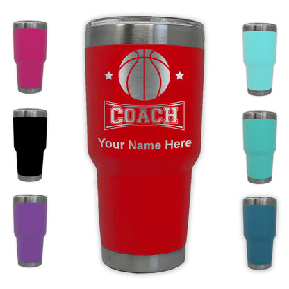 LaserGram 30oz Tumbler Mug, Basketball Coach, Personalized Engraving Included