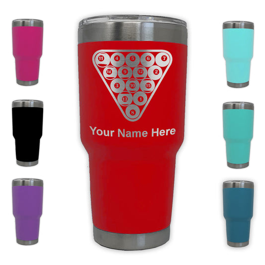 LaserGram 30oz Tumbler Mug, Billiard Balls, Personalized Engraving Included