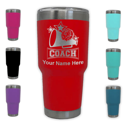 LaserGram 30oz Tumbler Mug, Cheerleading Coach, Personalized Engraving Included