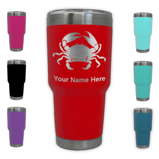 LaserGram 30oz Tumbler Mug, Crab, Personalized Engraving Included