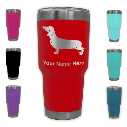 LaserGram 30oz Tumbler Mug, Dachshund Dog, Personalized Engraving Included