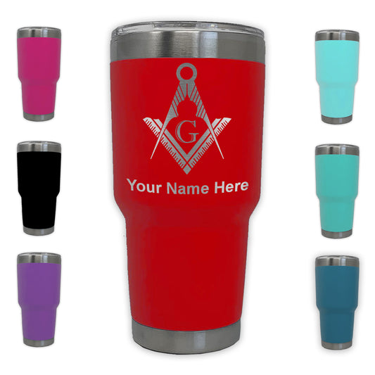 LaserGram 30oz Tumbler Mug, Freemason Symbol, Personalized Engraving Included