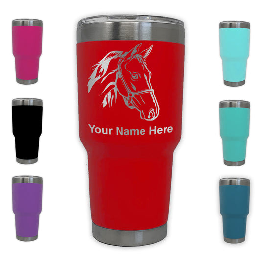 LaserGram 30oz Tumbler Mug, Horse Head 2, Personalized Engraving Included