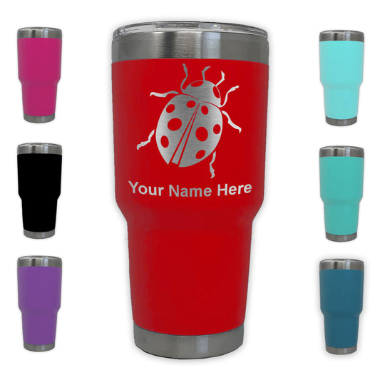 LaserGram 30oz Tumbler Mug, Ladybug, Personalized Engraving Included
