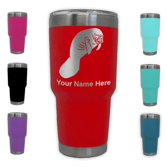 LaserGram 30oz Tumbler Mug, Manatee, Personalized Engraving Included