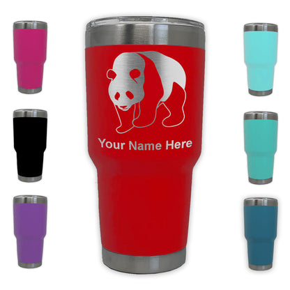 LaserGram 30oz Tumbler Mug, Panda Bear, Personalized Engraving Included