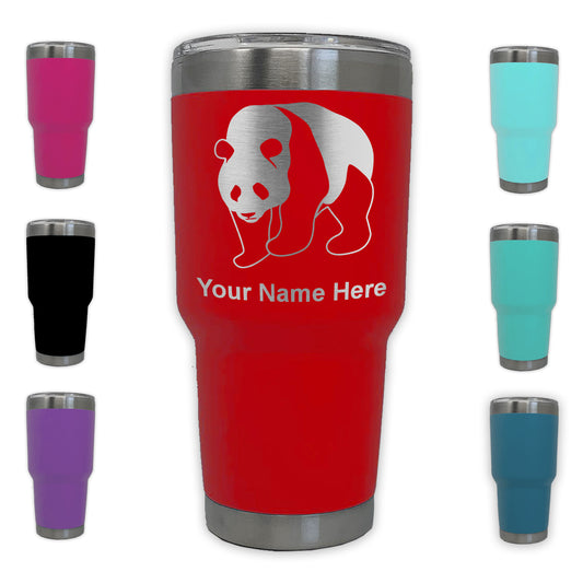 LaserGram 30oz Tumbler Mug, Panda Bear, Personalized Engraving Included