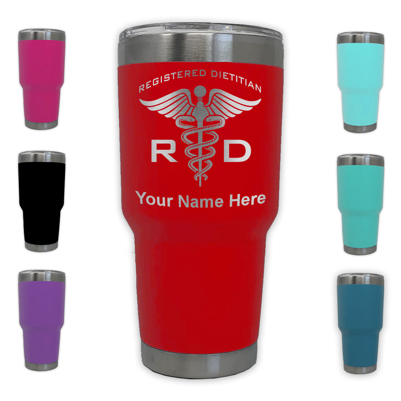 LaserGram 30oz Tumbler Mug, RD Registered Dietitian, Personalized Engraving Included