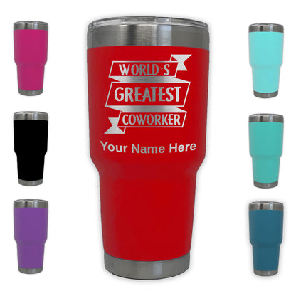 LaserGram 30oz Tumbler Mug, World's Greatest Coworker, Personalized Engraving Included