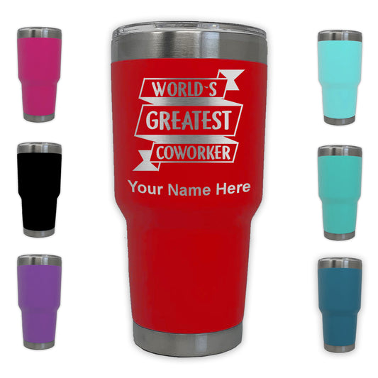 LaserGram 30oz Tumbler Mug, World's Greatest Coworker, Personalized Engraving Included