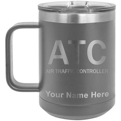 15oz Vacuum Insulated Coffee Mug, ATC Air Traffic Controller, Personalized Engraving Included