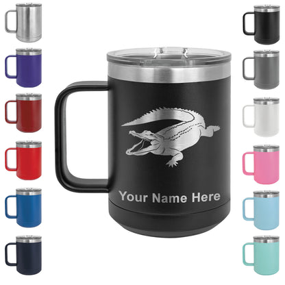 15oz Vacuum Insulated Coffee Mug, Alligator, Personalized Engraving Included