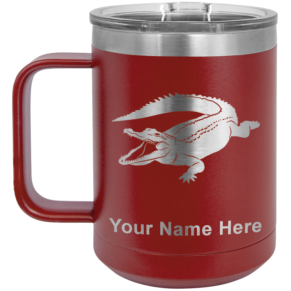 15oz Vacuum Insulated Coffee Mug, Alligator, Personalized Engraving Included
