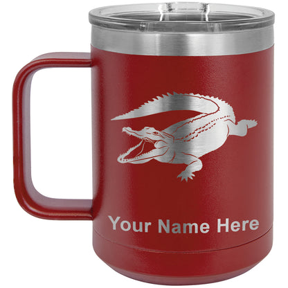 15oz Vacuum Insulated Coffee Mug, Alligator, Personalized Engraving Included