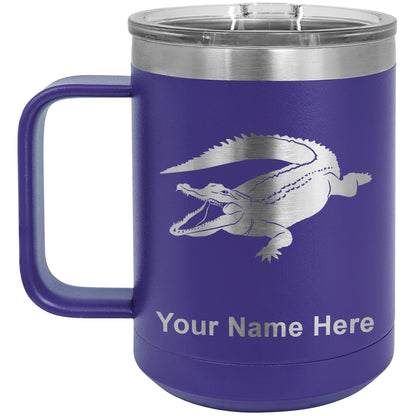 15oz Vacuum Insulated Coffee Mug, Alligator, Personalized Engraving Included