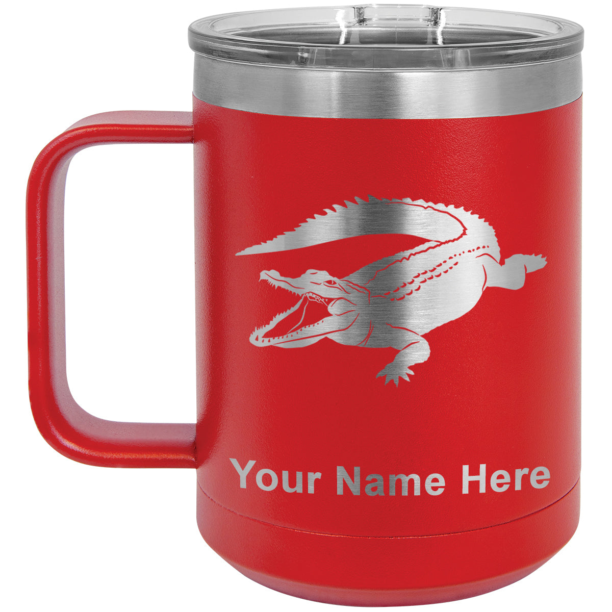 15oz Vacuum Insulated Coffee Mug, Alligator, Personalized Engraving Included