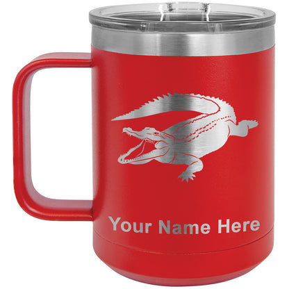 15oz Vacuum Insulated Coffee Mug, Alligator, Personalized Engraving Included