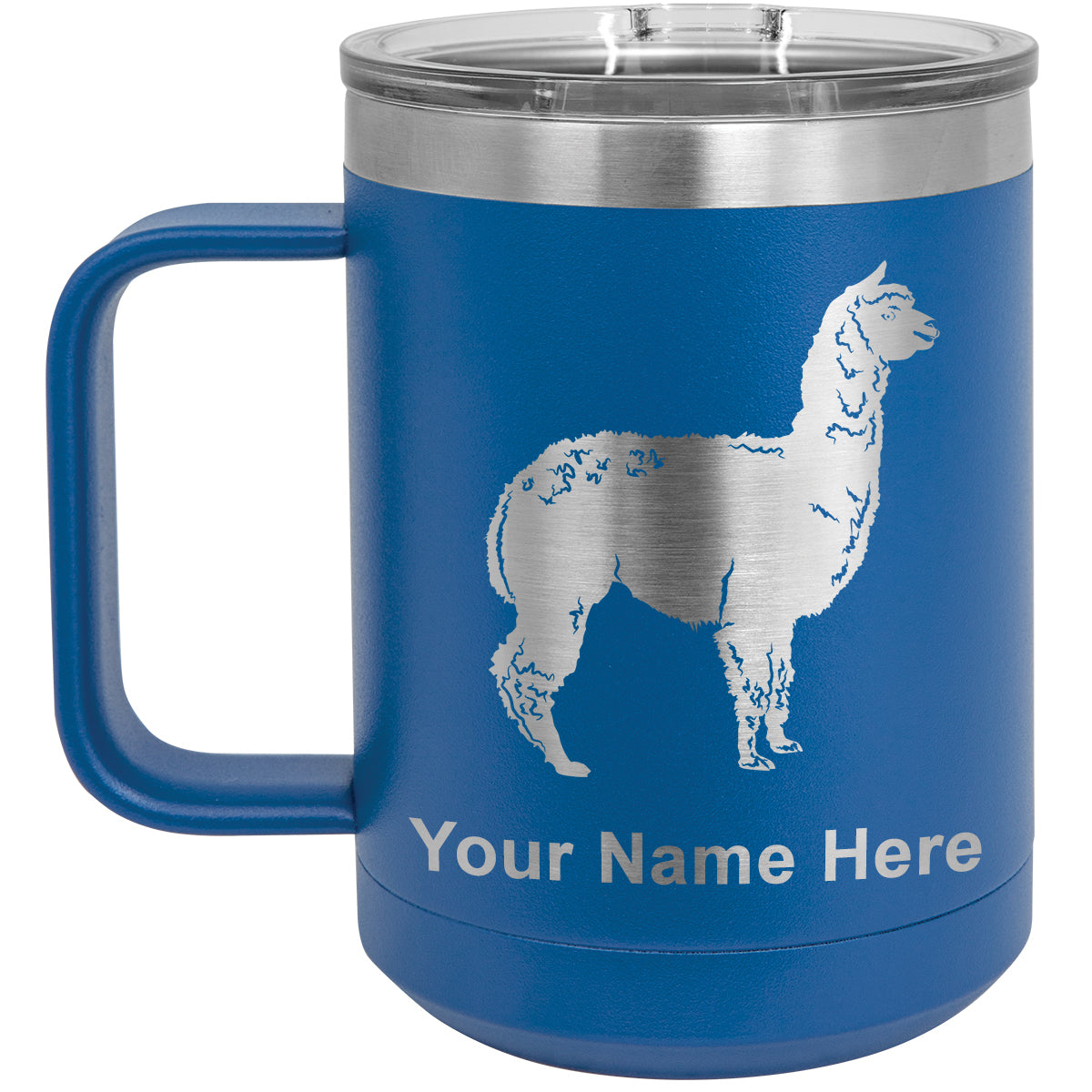 15oz Vacuum Insulated Coffee Mug, Alpaca, Personalized Engraving Included