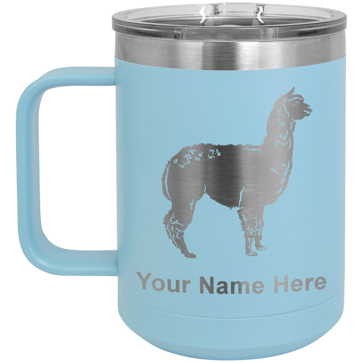 15oz Vacuum Insulated Coffee Mug, Alpaca, Personalized Engraving Included