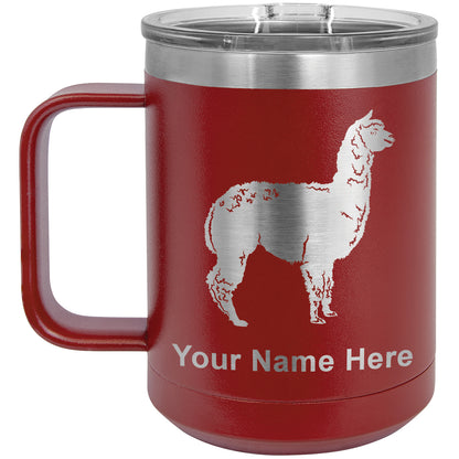 15oz Vacuum Insulated Coffee Mug, Alpaca, Personalized Engraving Included