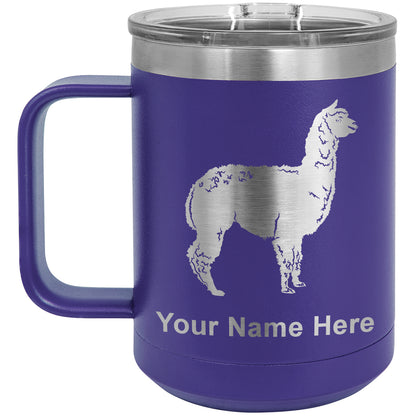 15oz Vacuum Insulated Coffee Mug, Alpaca, Personalized Engraving Included