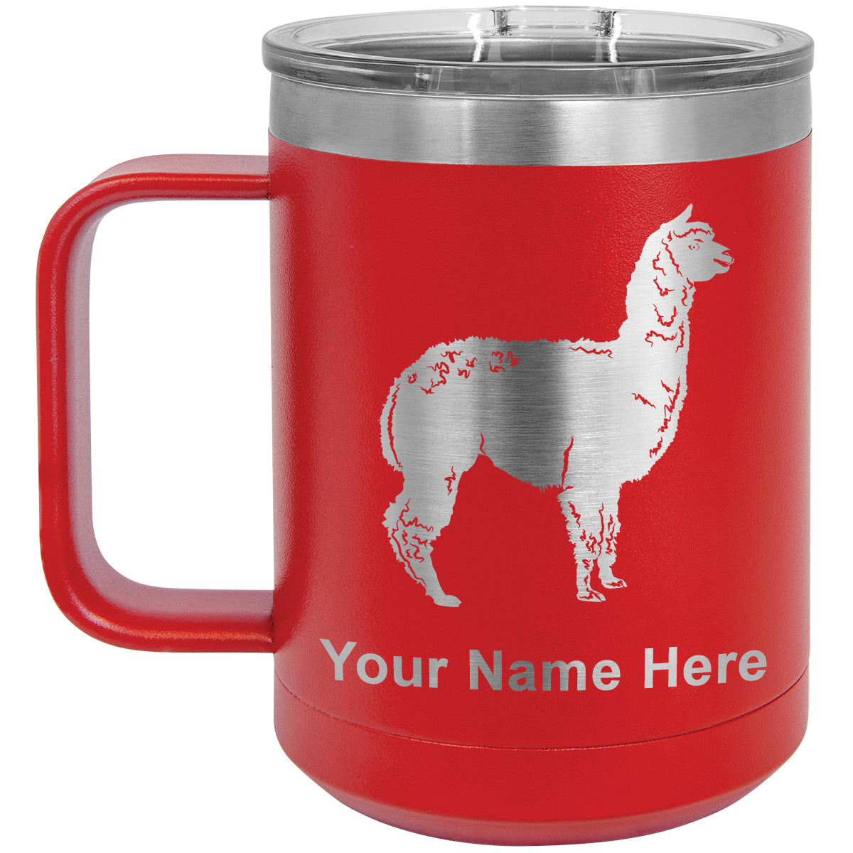 15oz Vacuum Insulated Coffee Mug, Alpaca, Personalized Engraving Included