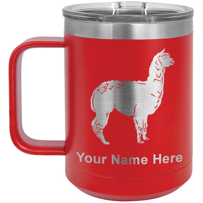 15oz Vacuum Insulated Coffee Mug, Alpaca, Personalized Engraving Included