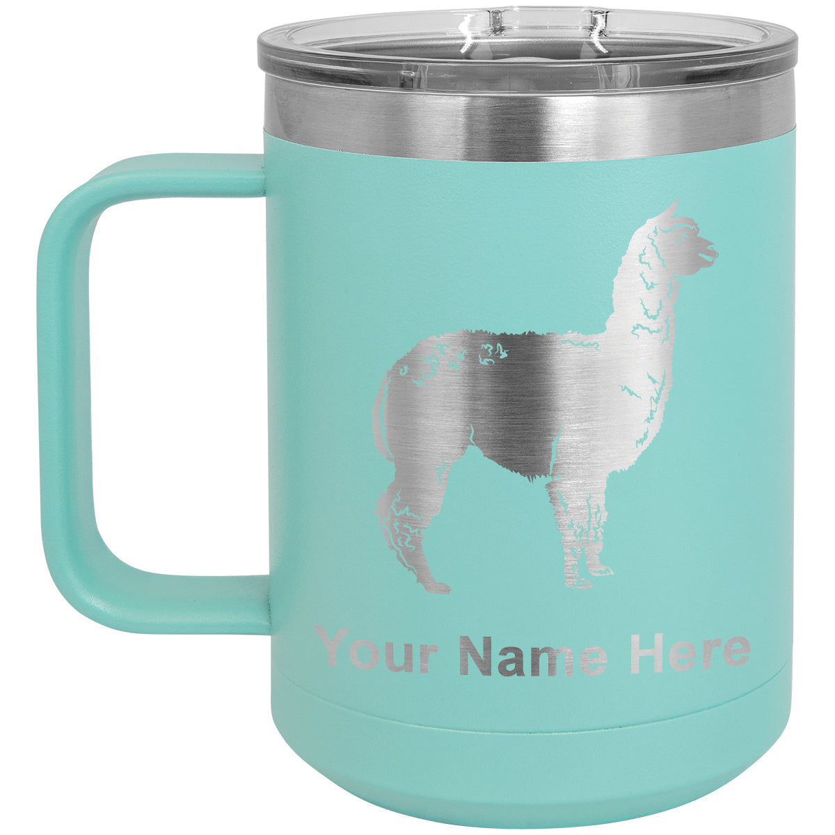 15oz Vacuum Insulated Coffee Mug, Alpaca, Personalized Engraving Included