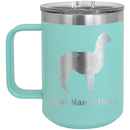 15oz Vacuum Insulated Coffee Mug, Alpaca, Personalized Engraving Included