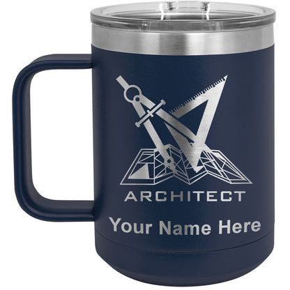 15oz Vacuum Insulated Coffee Mug, Architect Symbol, Personalized Engraving Included