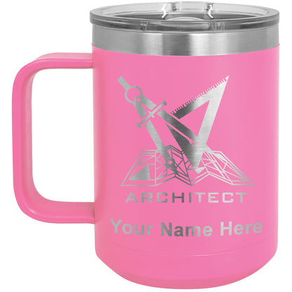 15oz Vacuum Insulated Coffee Mug, Architect Symbol, Personalized Engraving Included
