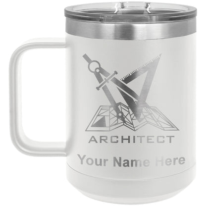 15oz Vacuum Insulated Coffee Mug, Architect Symbol, Personalized Engraving Included