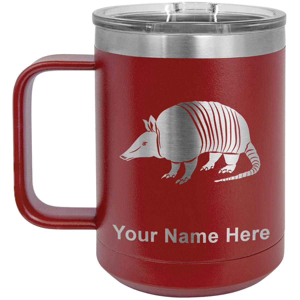 15oz Vacuum Insulated Coffee Mug, Armadillo, Personalized Engraving Included