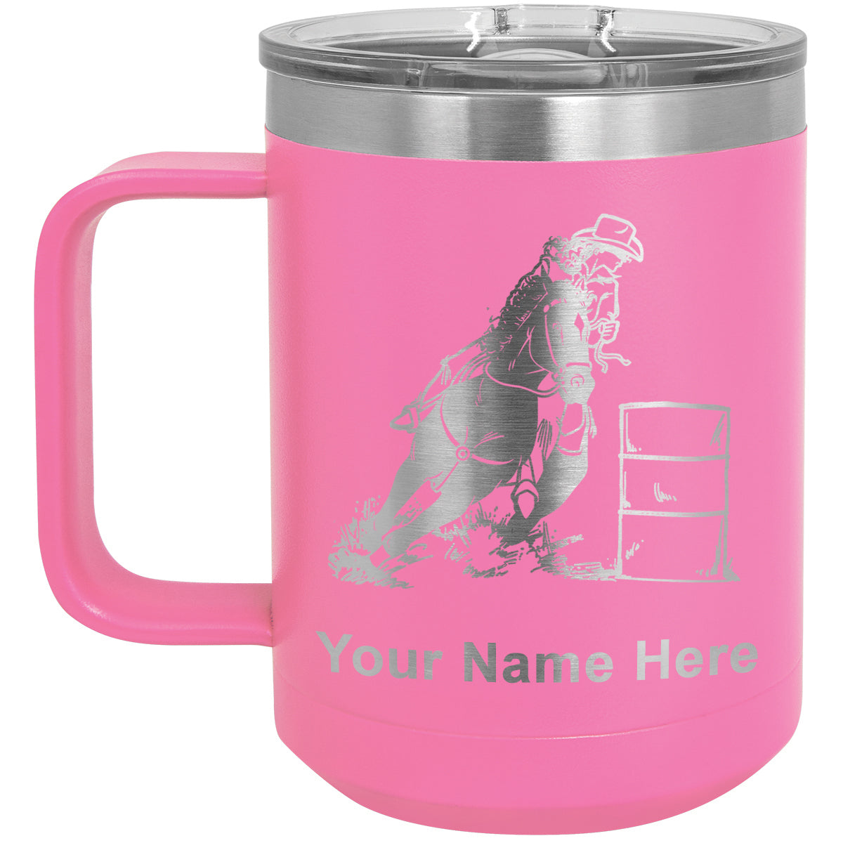 15oz Vacuum Insulated Coffee Mug, Barrel Racer, Personalized Engraving Included