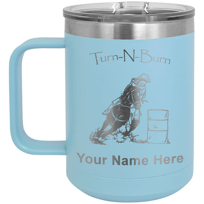 15oz Vacuum Insulated Coffee Mug, Barrel Racer Turn N Burn, Personalized Engraving Included