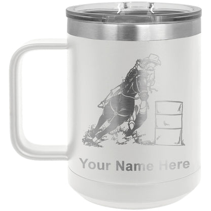 15oz Vacuum Insulated Coffee Mug, Barrel Racer, Personalized Engraving Included