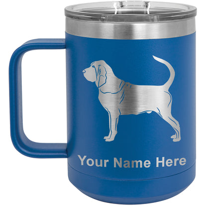 15oz Vacuum Insulated Coffee Mug, Bloodhound Dog, Personalized Engraving Included