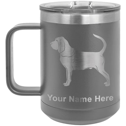 15oz Vacuum Insulated Coffee Mug, Bloodhound Dog, Personalized Engraving Included