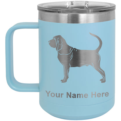 15oz Vacuum Insulated Coffee Mug, Bloodhound Dog, Personalized Engraving Included